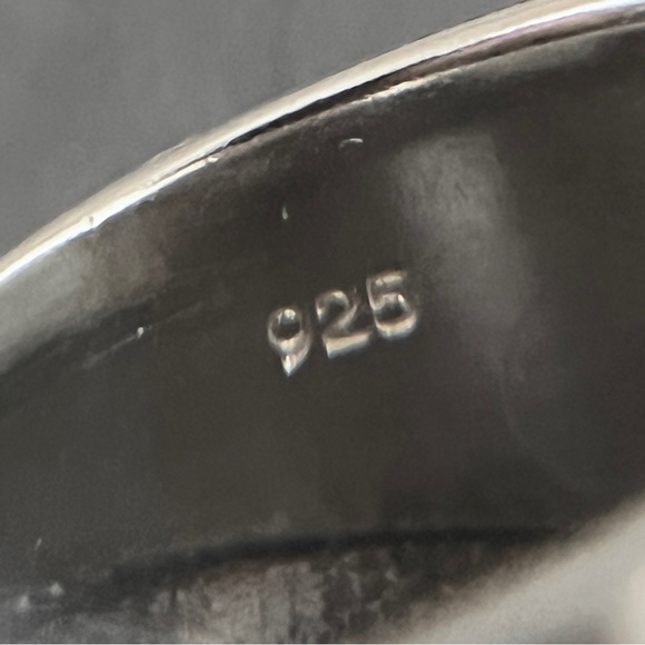 Vintage sterling silver carved jade ring Size 6 - Picture 10 of 11